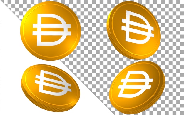 Dai Stablecoin Maker 3d 렌더링 그림 코인 토큰 Cryptocurrency