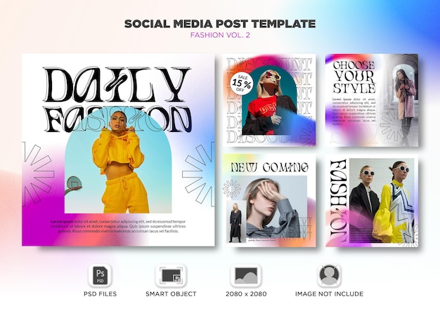 PSD daily fashion social media template vol 2 z gradientowym stylem