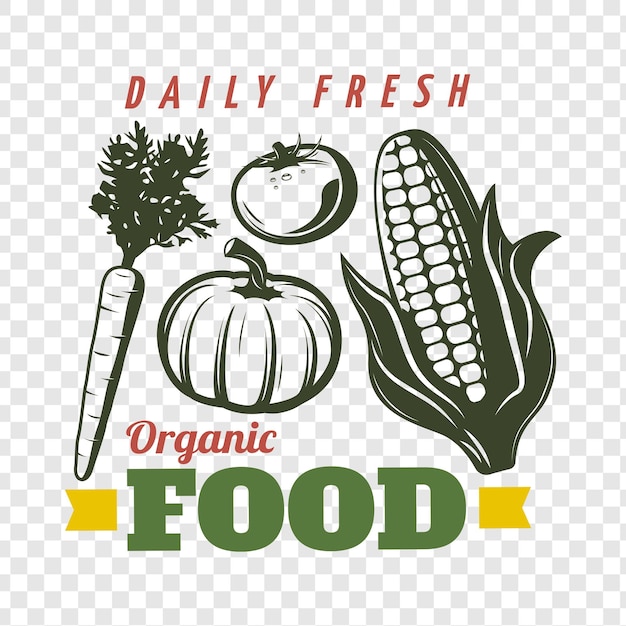 daily fresh organic food retro isolated on transparent background