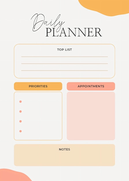 PSD daily planner printable template