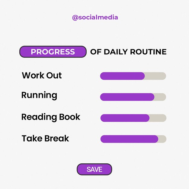 PSD daily routine progress instagram post design template psd