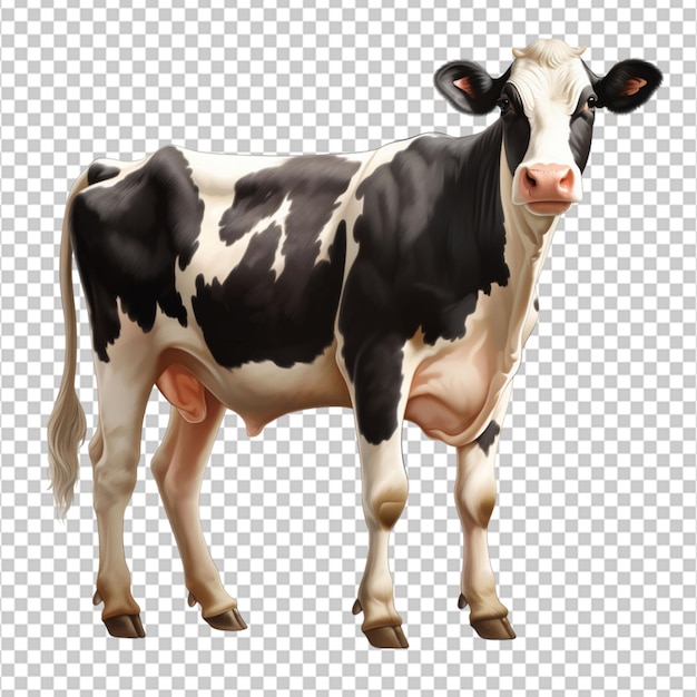 PSD dairy cow on transparent background png on white background