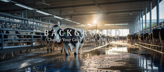 Dairy cows stood in a modern facility as machines efficiently handle the milking operations