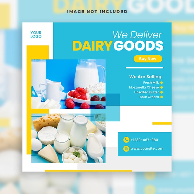 Dairy product food social media banner template