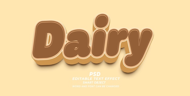 Dairy PSD 3D Editable Text Effect