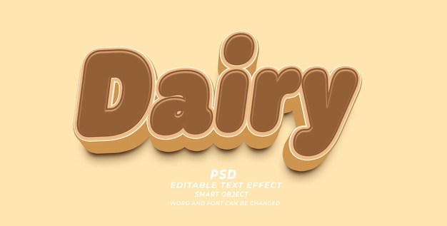 PSD dairy psd 3d editable text effect