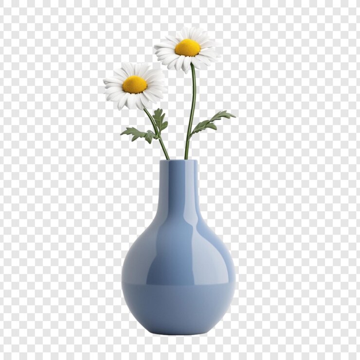 PSD daisies in a blue vase simple floral arrangement