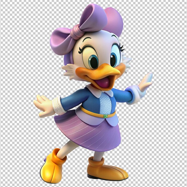 Daisy duck cartoon character on transparent background