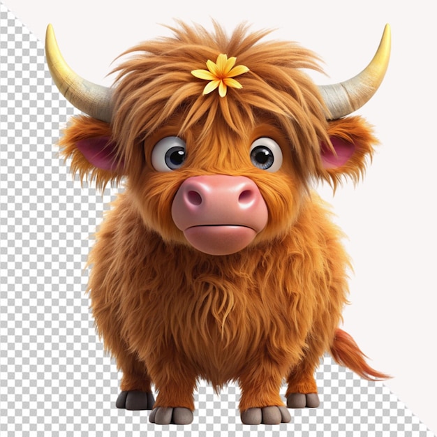 Daisy on ear highland cow cartoon