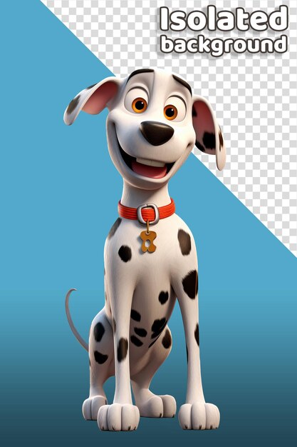 PSD dalmatian dog cartoon character clipart with an isolated background