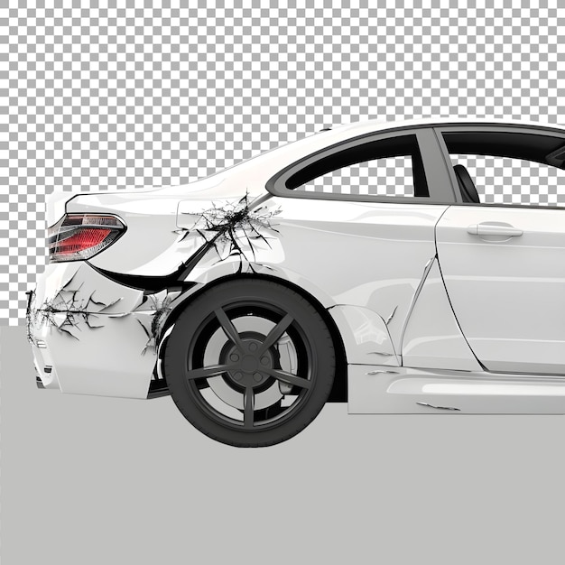 damage accidental car on transparent background ai generated