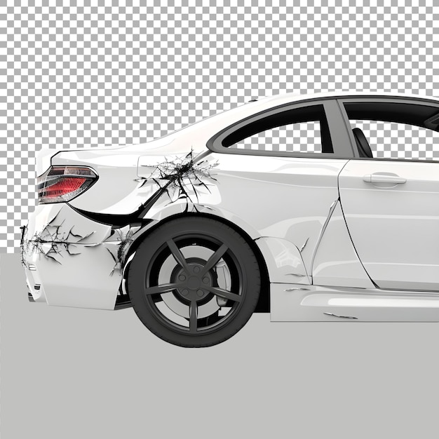 PSD damage accidental car on transparent background ai generated