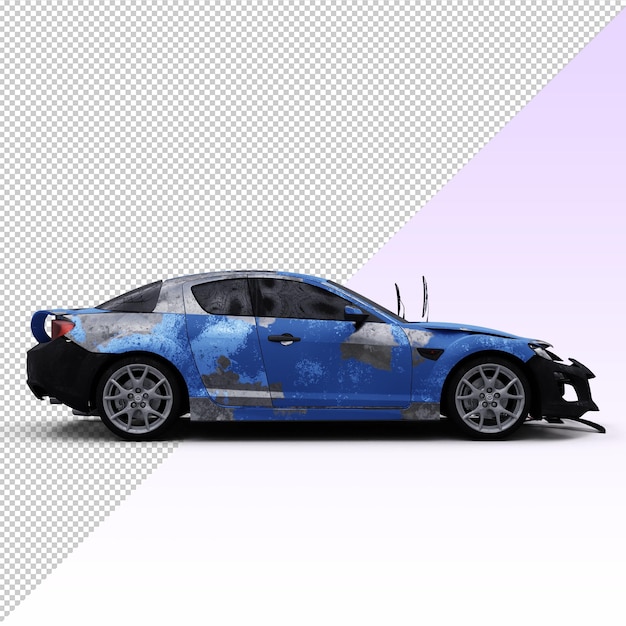 PSD damaged car blue