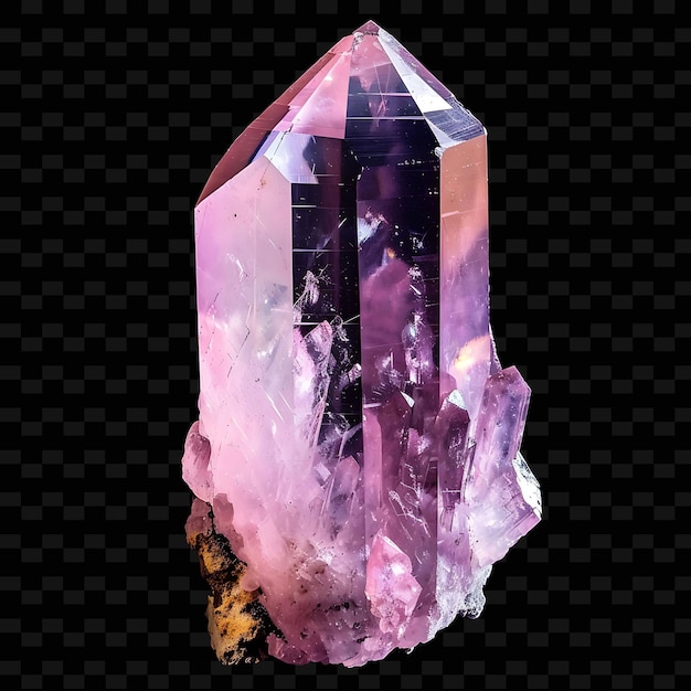PSD danburite crystal with prismatic shape in white to pink colo png gradient object on dark background