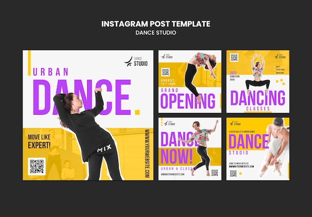 PSD dance class studio instagram post set