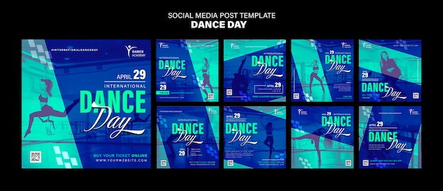 PSD modello di post instagram dance day