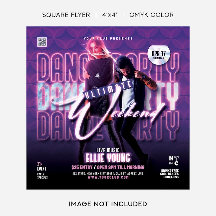 PSD dance party flyer