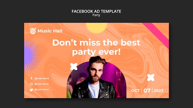 PSD dance party social media promo template