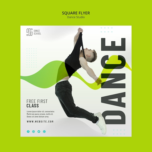 PSD dance studio classes square flyer template