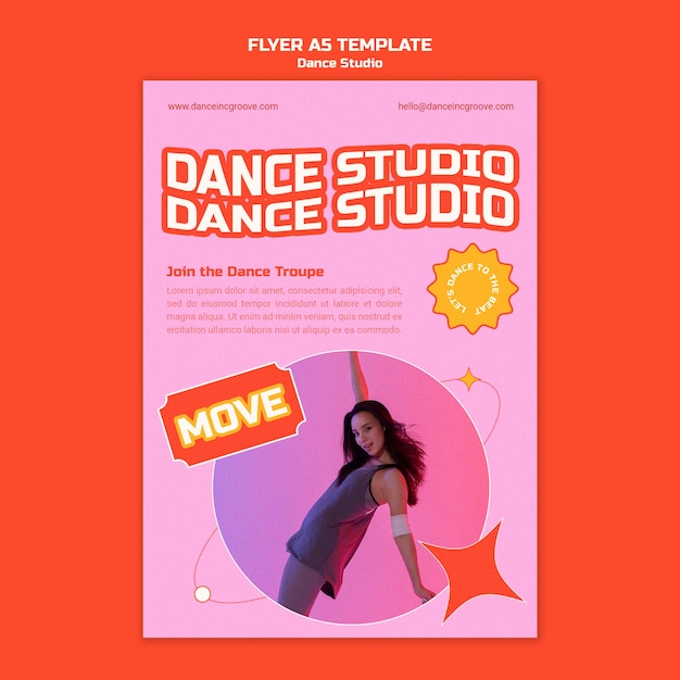 Dance studio classes vertical flyer template