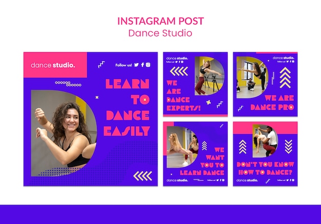 PSD dance studio instagram post template design