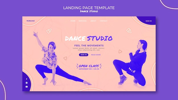 Dance studio landing page with photo