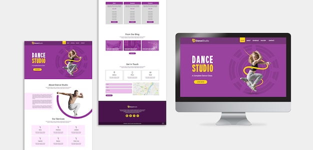 PSD pagina di destinazione dance studio