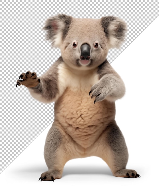 PSD koala che balla sullo sfondo isolato