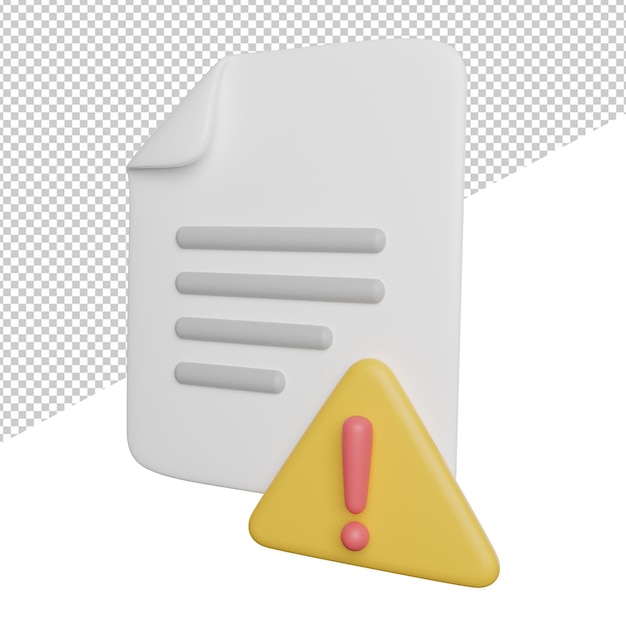 danger file warning side view 3d rendering icon illustration on transparent background