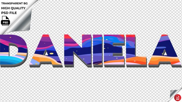 Daniela typography flat colorful text texture psd transparent