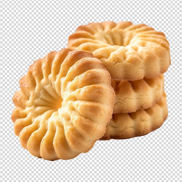 PSD danish butter cookies butter cookies isolated on transparent background