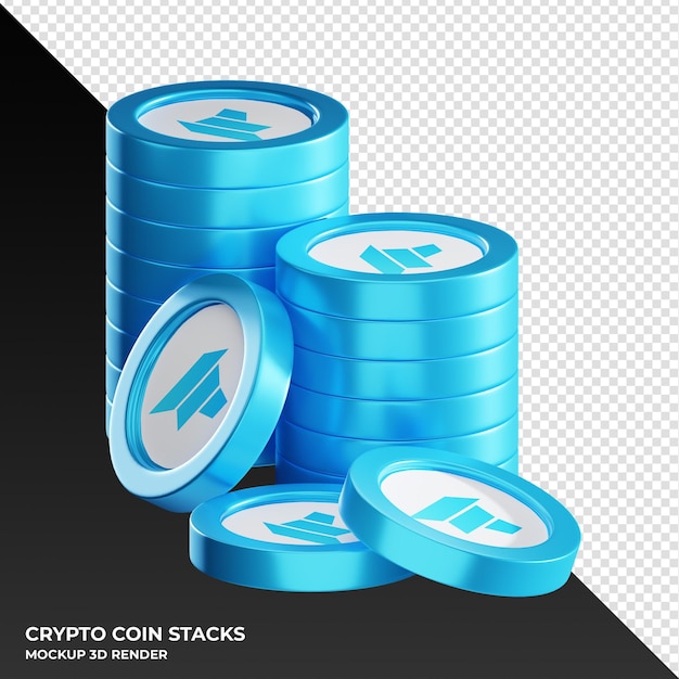 Dao maker dao coin impila l'illustrazione del rendering 3d della criptovaluta