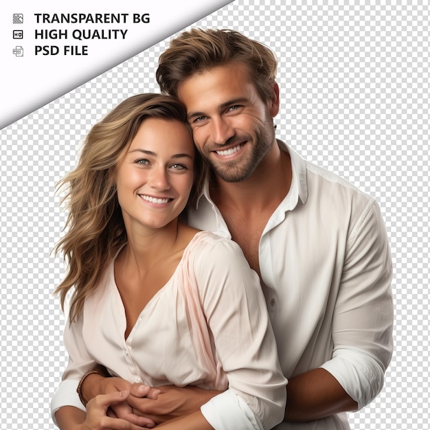 PSD daring european couple ultra realistic style white backgr