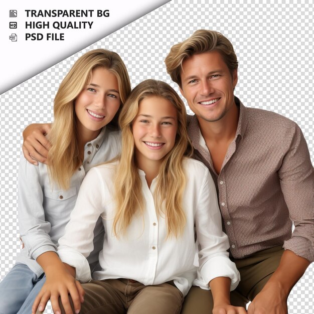 Daring european family ultra realistic style white backgr