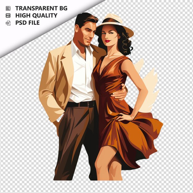 PSD daring latin couple flat icon style white background isol