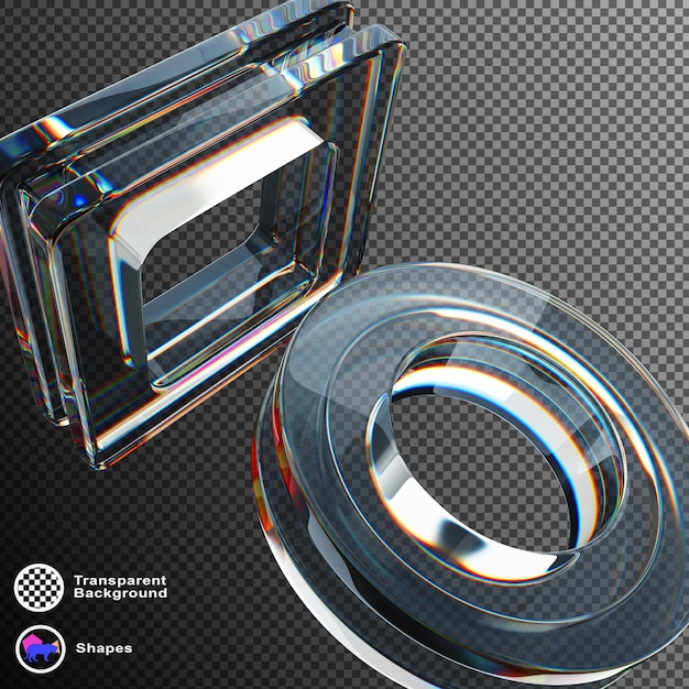 Dark 3d background with glass holographic transparent circle square and dispersion light render Dynamic black digital tech banner with crystal rainbow neon gradient geometric shapes