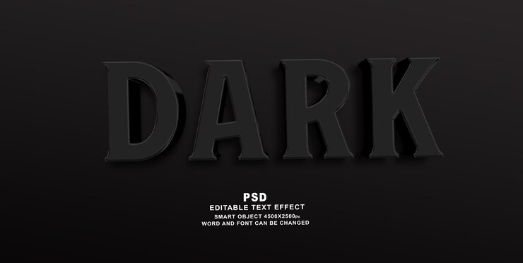 Темный 3d редактируемый текстовый эффект Photoshop PSD шаблон