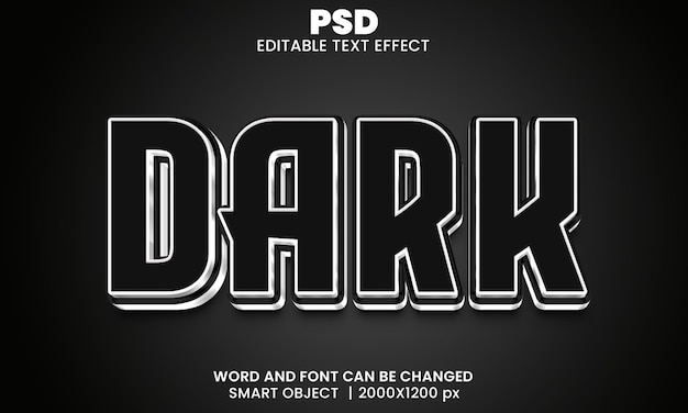 Dark 3d editable text effect premium psd with background