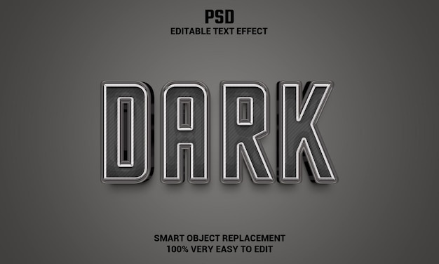 배경 프리미엄 Psd와 어두운 3d 편집 가능한 텍스트 효과