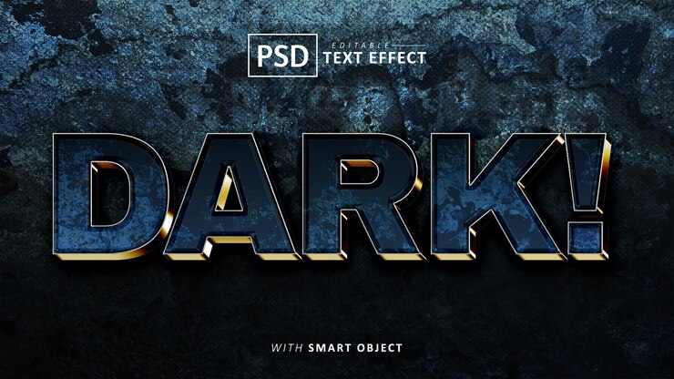 Редактируемый темный 3d текстовый эффект