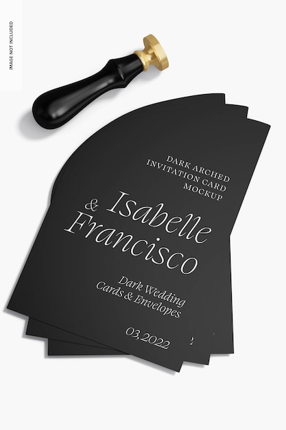 Dark arched invitation cards mockup, stacked