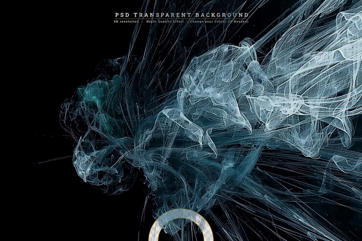 PSD dark background with green soft lines on transparent background