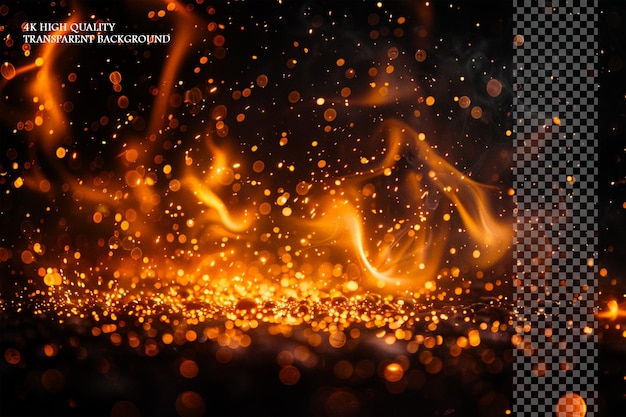 PSD a dark background with sparks and light particles the lo on transparent background