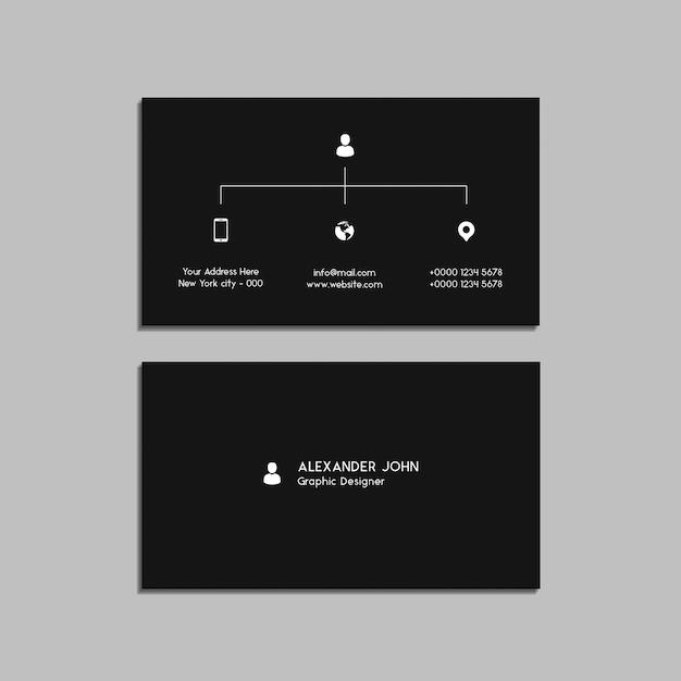 PSD dark black business card template