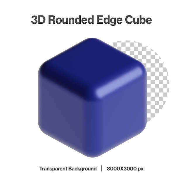 Dark Blue 3D Rounded Edge Cube