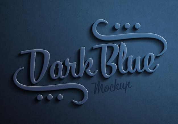 Effetto di testo 3d blu scuro con ombra mockup