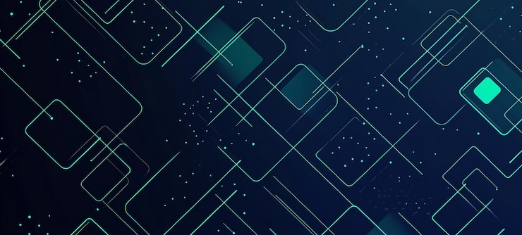 PSD a dark blue background with teal and green geometric pattern simple vector line art style