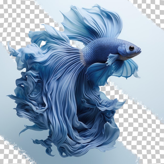 a dark blue betta fish was isolated in transparent background