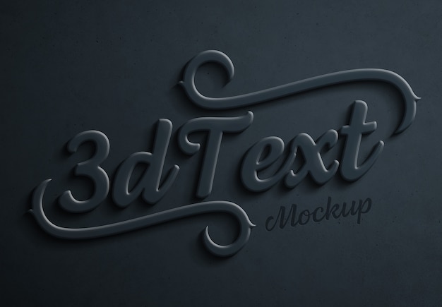 Dark blue bold 3d text effect Mockup