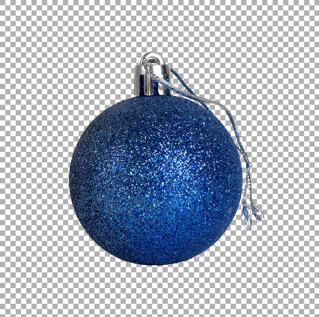 Palla di natale blu scuro con paillettes blu isolate